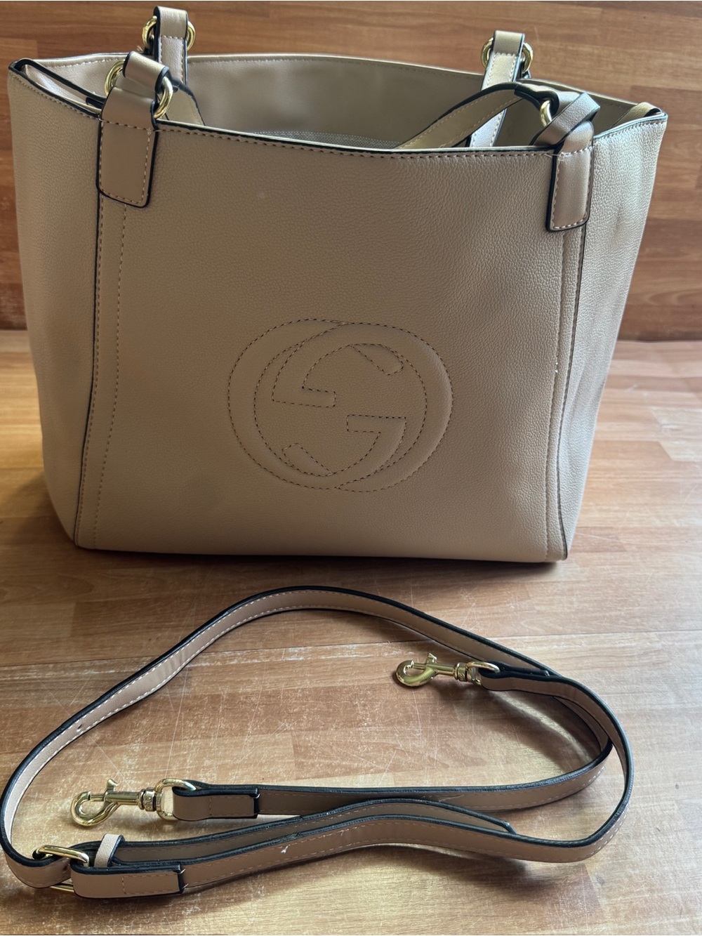 Cream color purse with strap